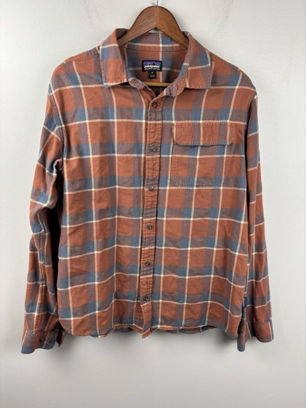 Patagonia Organic Cotton Button Down Long Sleeve Shirt Brown Plaid Men’s Medium